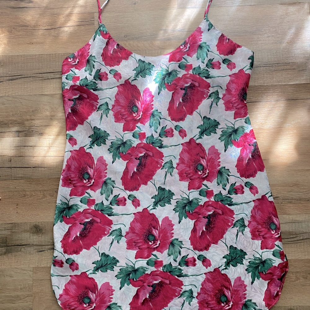 Circa 2000 Vintage Pink Floral Lingerie Slip